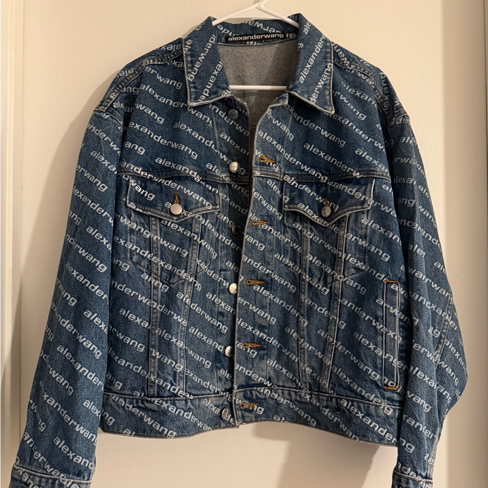 Alexander Wang Blue Denim Jacket with Logo Detail